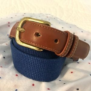Vintage Coach Royal Blue Leather and Linen Belt